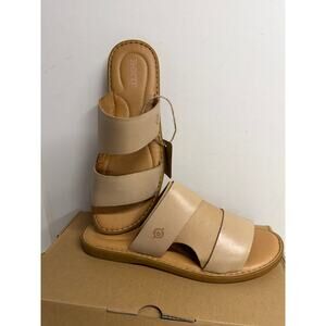 Born Mika Sandals Womens 10M Tan Leather Slide Comfort Opanka Stitch